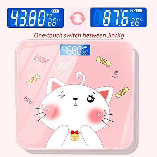 Scale for Body Weight Smart Scale for Body Weight Accurate Measurement Tempered Glass Digital Bathroom Scale Weight Scale for Home(Sticker Pink Pig)