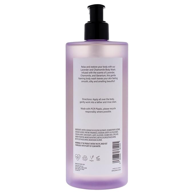 SpaceNK Beauty Space Body Wash - Lavander and Chamomile for Unisex - 16.91 oz Body Wash (Pack of 2)
