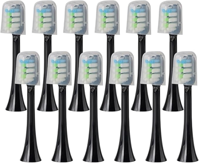 Replacement Brush Heads Compatible for SOOCAS X3U/X3Pro/X5/V1/D2/D3 6/12pcs Bristle Electric Toothbrush Sealed Packed(SHUSHI-BK-12PCS)