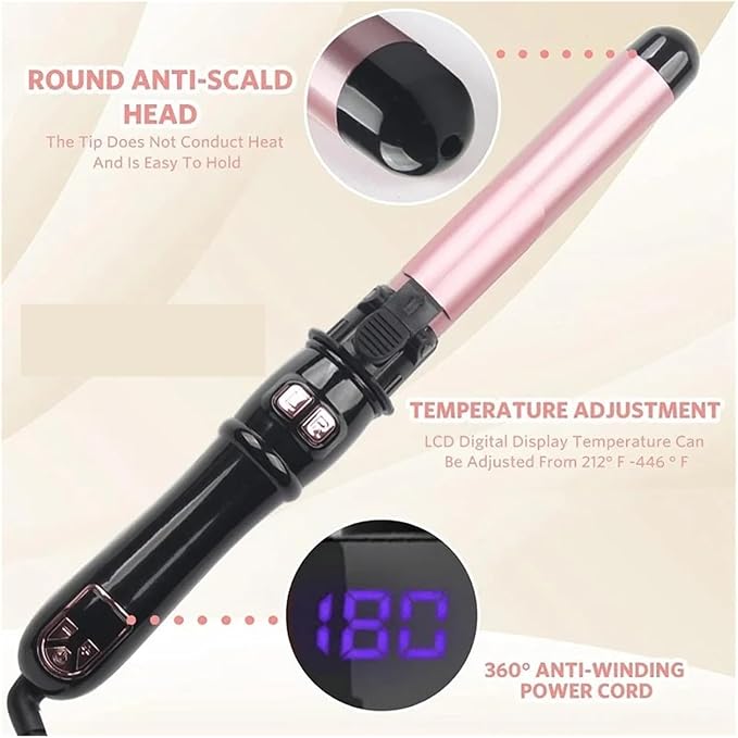 1.1 Inches Automatic Hair Curler - Rotating Curling Iron with Display for Fast Heating for Home &amp Travel Use(1EU)