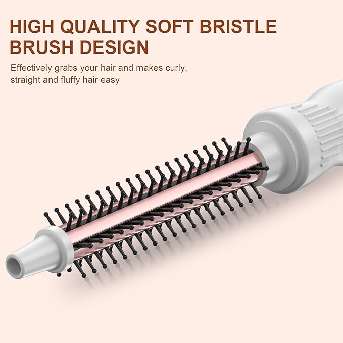 Thermal Brush 0.5 Inch Curling Iron Volumizing Heated Round Brush 1/2 Inch Ceramic Tourmaline Heated Hot Multifunctional Styler Curling Wand (White 0.5 inch)
