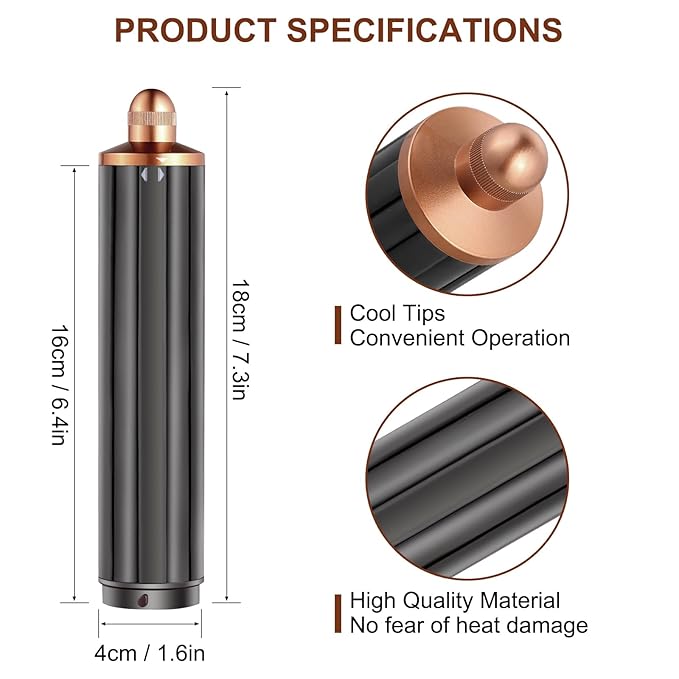 40mm/1.6in Long Barrel Attachment for Dyson Airwrap HS01 HS05 HS08 Adjustable Bidirectional Curling Auto-Wrap Curling Iron Curler Create Bouncy Curls or Waves