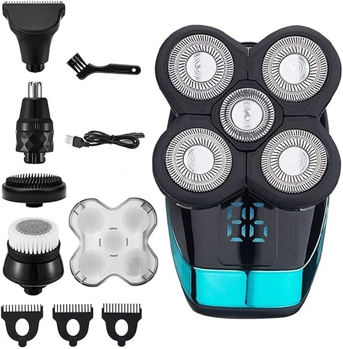 Head Shaver for Men 5 in 1 Electric Shaver Rechargeable Electric Razor for Men Beard Razor Wet-Dry Dual Use Waterproof LCD Display Shaving Machine