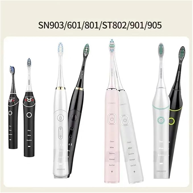 Replacement Toothbrush HeadsCompatible for SOUNESS SN903/SN901/905/601/SN801/SN810/SN201/SNK01/ST802/ST903 Nozzle(16black Whitening)