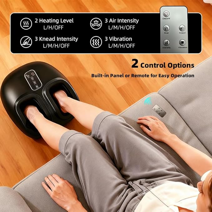 [2026 Upgraded Shiatsu Foot Massager Machine with Heat &amp Vibration Deep Rolling Kneading Air Compression for Gifts for Mom Dad Up to Size 13 Multiple Modes