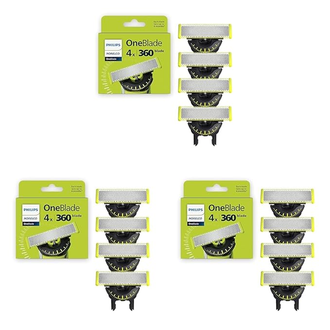 Philips Norelco OneBlade 360 BladesGenuine Replacement Blades for OneBlade Electric Shaver and TrimmerQP440/804 Count (Pack of 3)