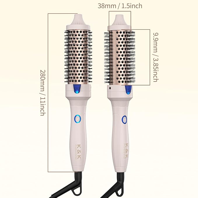 K&ampK Thermal Brush Blowout Express 1.5 Inch Negative Ion Thermal Round Brush Creates Blowout Look Makes Hair Shinier &amp Smoother Dual Voltage Easy to Use