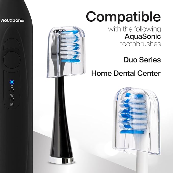 AquaSonic Genuine Duo Series Replacement Brush Heads | for Normal &amp Sensitive Teeth | Compatible with Duo Series &amp Home Dental Center Toothbrush Handles | NOT Compatible with Duo Series Pro