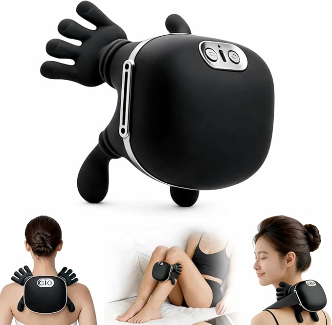 Cordless Neck Massager with Heat 4D Bionic Shiatsu Neck and Shoulder Massager with Real Hand Kneading Deep Tissue Back Massager for Home Office Travel Gifts for Women Men (Black)
