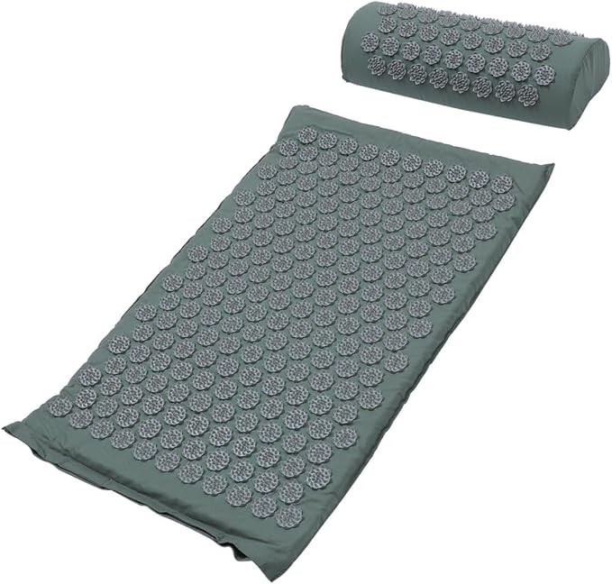 Veemoon Shiatsu Acupressure Massage Mat and Pillow Set Non-Slip Relief Cushion with Portable Carrying Bag for Back and Neck Therapy Relaxation and Muscle Tension Relief