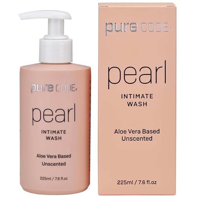 PURE CODE Aloe Vera-Based Pearl Intimate Wash - Gentle &amp Hydrating Intimate Cleanser for Skin Protection - Unscented Natural Feminine Wash Suitable for All Skin Types - 225ml (Pack of 2)