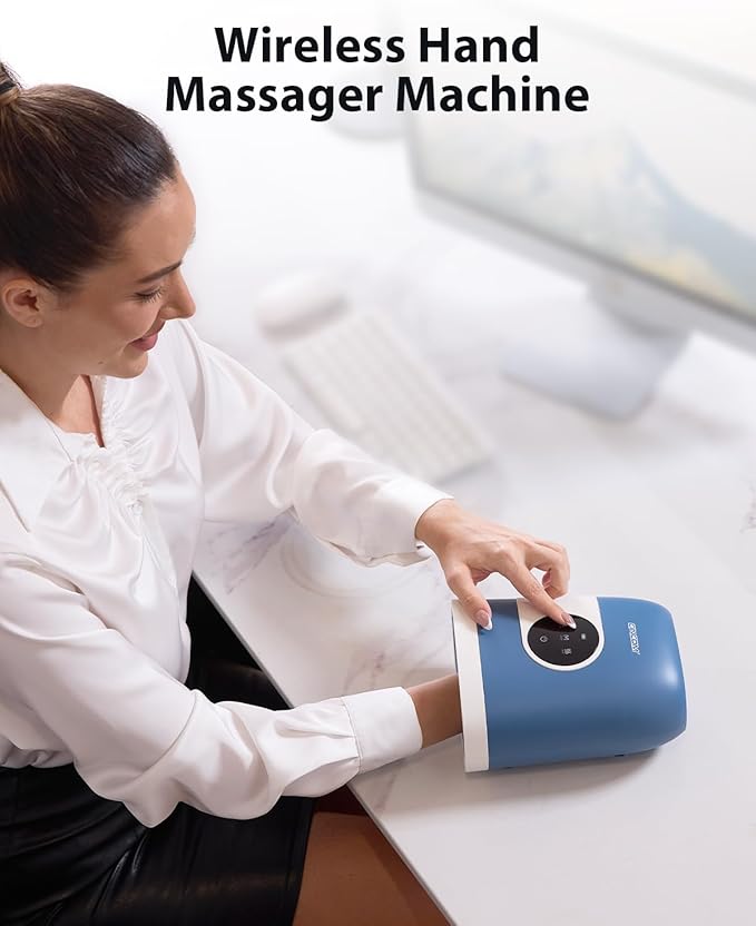 CINCOM Upgraded Hand Massager with Heat and Compression for Arthritis and Carpal Tunnel - Cordless &amp Rechargeable Gifts for Women