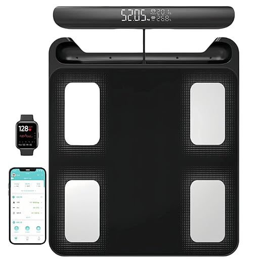 Body Fat Scale with Handles 8-Electrode Smart Body Composition Scale for Home Use Segmental Body Analysis Sync with Apple Health 400 lb Capacit