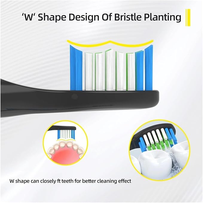 20pcs Toothbrush Replacement Heads Adult Bristles Nozzle Brush Head Compatible for Bitvae D2(Black)