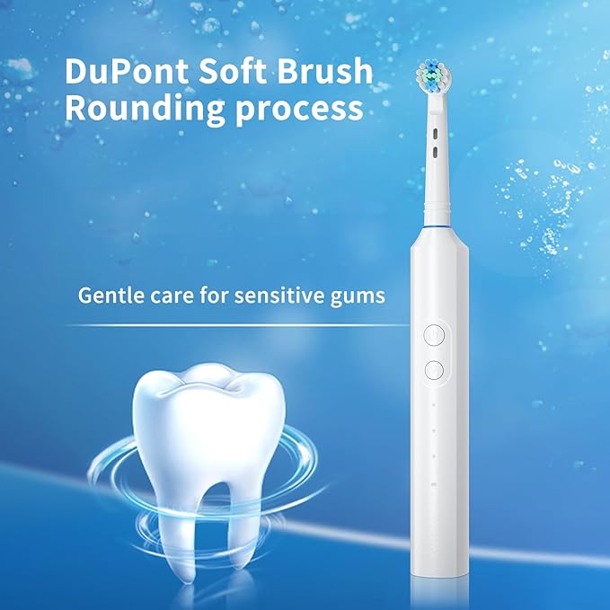 Rotating Electric Toothbrush Fully Waterproof Couples Version (WhiteOne Size)