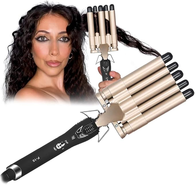 Hair Curling Iron Waver 5 Barrel Hair Crimping Iron Curling Wand 0.6 Inch Wave Curler Ceramic Hair Styling Tool