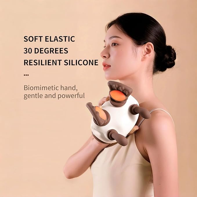Bionic Neck and Shoulder Massager with Heat 4D Deep Tissue Shiatsu Massage Tool Simulated Human Hand Kneading for Cervical Pain Relief Portable Cordless Rechargeable Relax Gift (Green)