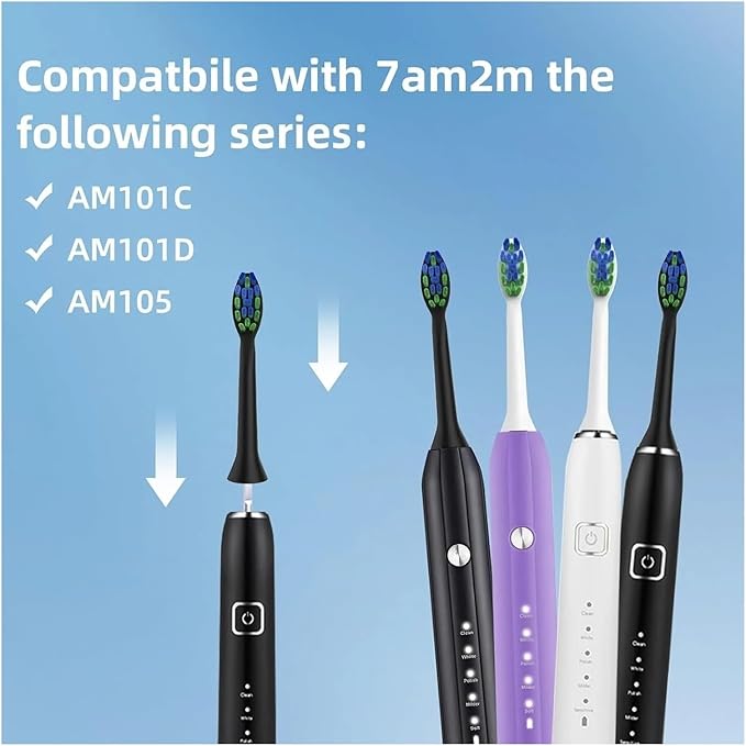 10PCS Replacement Toothbrush Heads Compatible for 7am2m AM101/AM105 Sonic Electric Vacuum Soft Bristle Nozzles(10PCS Black)
