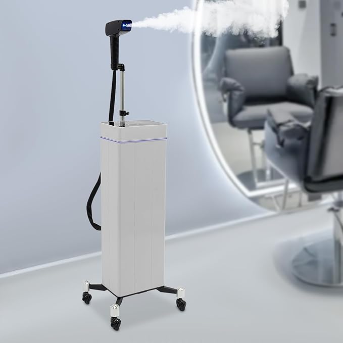 1200W/110V Adjustable Height Nano Hair Steamer Standing 3 in 1 Hair Steamer w/Removable Nozzle Standing10 Levels Fog Hair Color Processor SPA Steamer for Hair Salons Barber Stores (White)