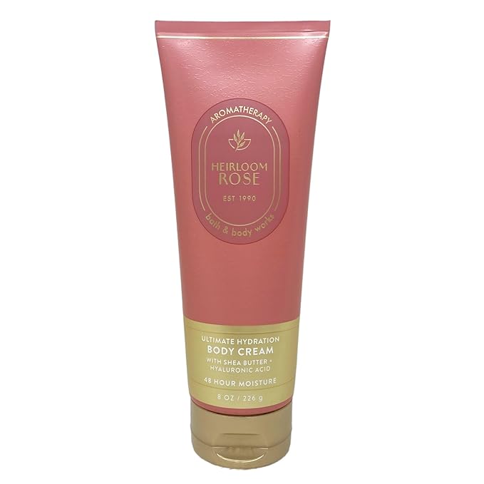 Bath &amp Body Works Aromatherapy Heirloom Rose - Ultimate Hydration Body Cream and Body Wash + Foam Bath - with a Creamy Rose Bar Soap