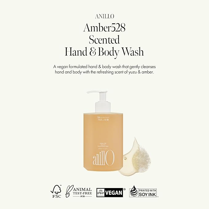 Amber528 Body Wash – Vegan Sulfate-Free Cleanser with Yuzu &amp Amber Hydrating &amp Soothing pH-Balanced Gentle for All Skin Types Subtle Scent 15.22 fl. oz