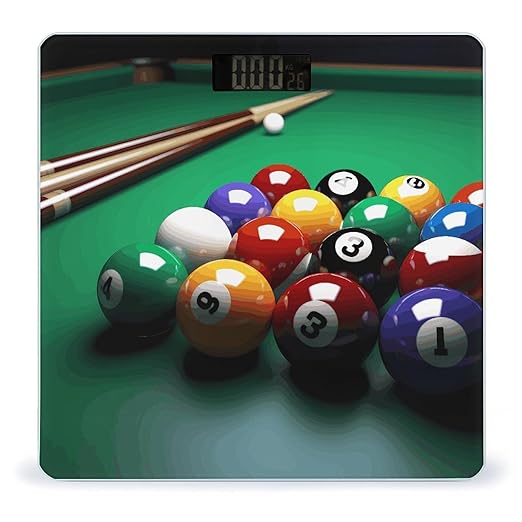Billiards Scale for Body Weight Safe Rounded Corners Tempered Glass Digital Bathroom Scale LED Display 400lb Capacity Weight Scales with High Precision Sensors