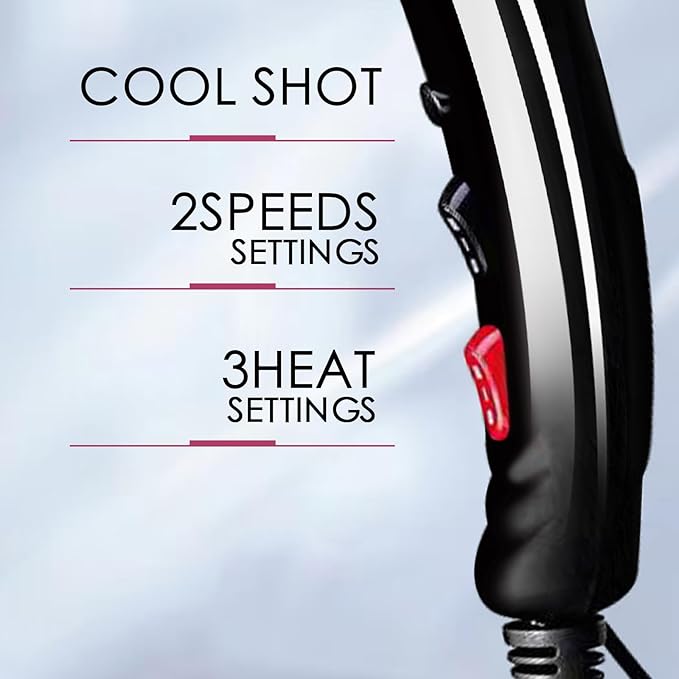 Professional Hair Dryer Blow Dryer Negative Ions 3500W Powerful Fast Drying Low Noise Long Cord Quick Dryer with Nozzle and Diffuser Hair Blow Dryer with 2 Speed and 3 Heat Settings