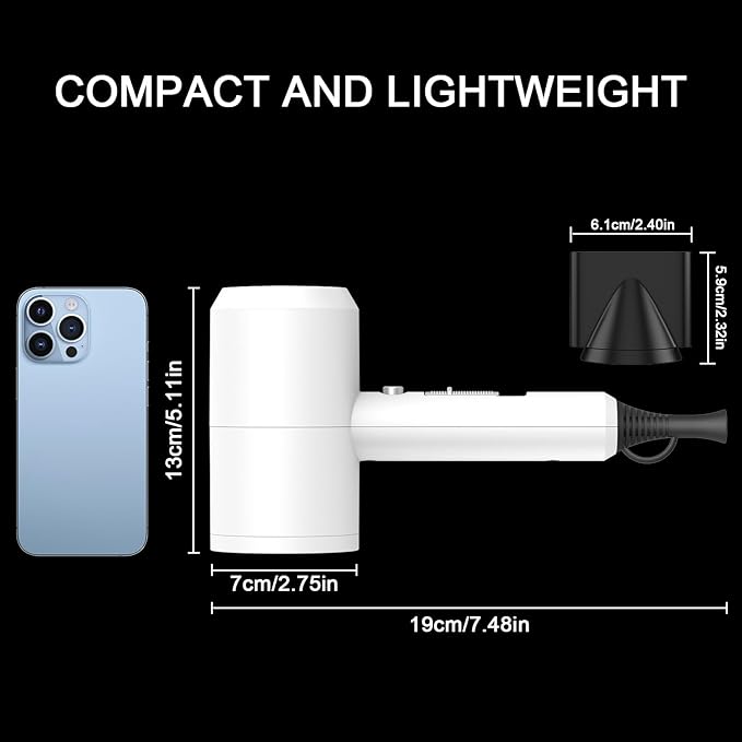 Slopehill Professional Ionic Hair Dryer Powerful 1800W Fast Drying Low Noise Blow Dryer with 2 Concentrator Nozzle 1 Diffuser Attachments for Home Salon Travel (White)
