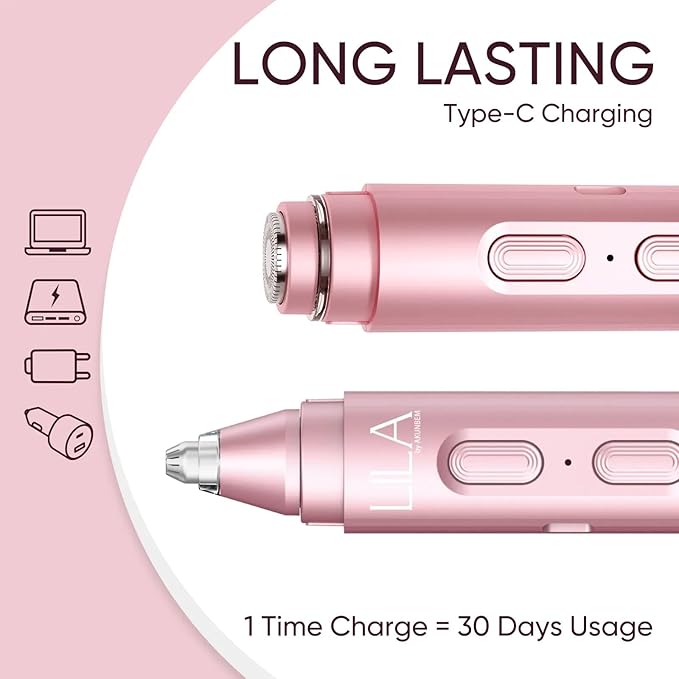 2-in-1 Eyebrow Trimmer &amp Nose Hair Trimmer for Women Electric Facial Hair Remover with LED Light Precision Face Razor for Eyebrow Nose &amp Facial Hair Portable Painless Grooming Tool