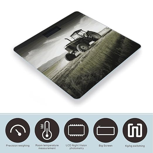 Digital Bathroom Scale for Body Weight Scale with Bright LCD Display High Accuracy Step-On Technology Auto On/Off Tractor Agriculture Tranquil Digital Scales 400 Lbs /180kg