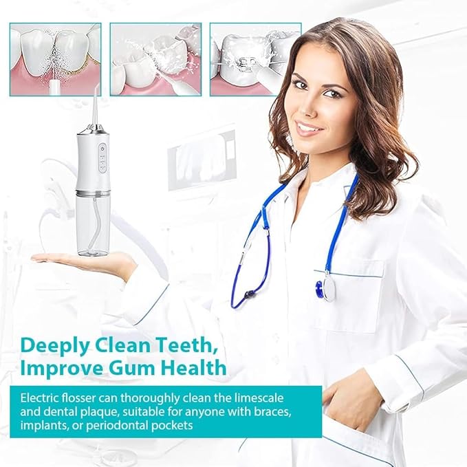 Generic Cordless Water Dental Flosser for Teeth Cleaning 220ml Tank 3 Modes 4 Jets IPX7 Waterproof