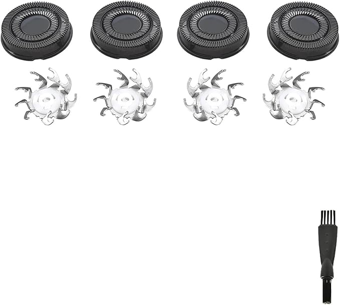 Shaver Head Replacement BladeCompatible for SkullPitbull Gold PRO Replacement Blade 4 Heads Shaver(Black 4 Pcs 1 Set)