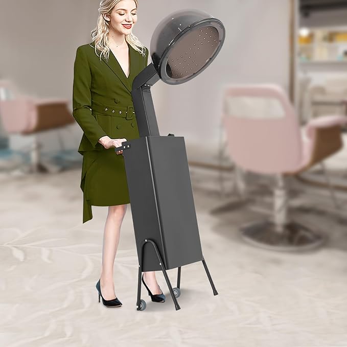 Professional Salon Hair Dryer 1200W Adjustable Temperature &amp Timer Hooded Conditioning Hair Dryer with 14in Hood and 2 Wheels Vertical StandDryer for Salon Spa Home Use