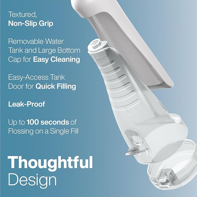 AquaSonic Aqua Flosser PRO - Rechargeable Electric Cordless Water Flosser for Teeth Gums &amp Tongue - Waterproof Modern Design 300ml Large Tank 3 Modes 6 Jet Tips Deluxe Tongue Nozzle - Optic W