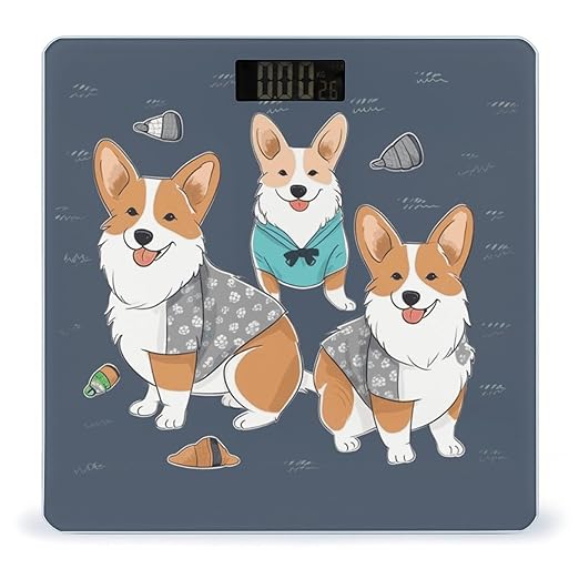 Wearing Clothes Corgi Dogs Weight Scale Digital Electronic Scales Bathroom Scale Larg LCD Backlight Display High Precision MeasurementsTempered Glass