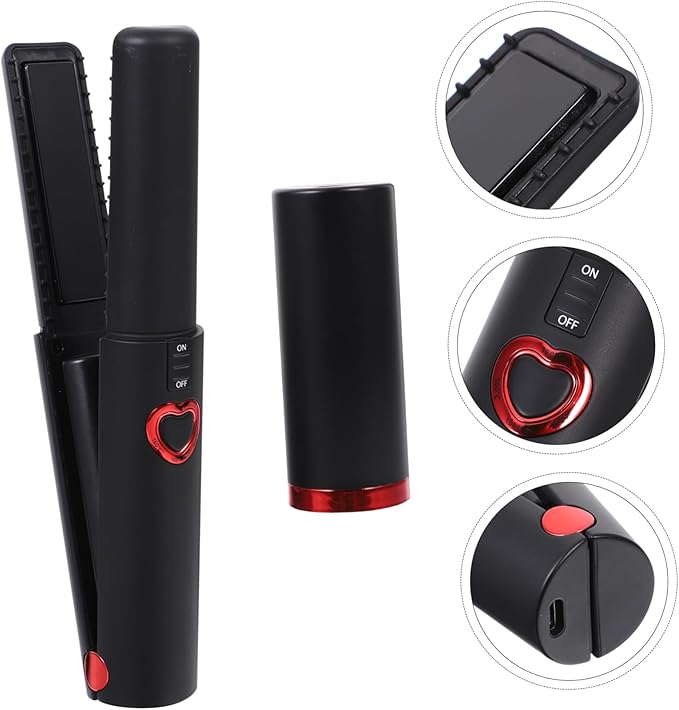 LIFKOME USB Portable Hair Curling Iron Straightener Curler Cordless Flat Iron for Home Travel Use