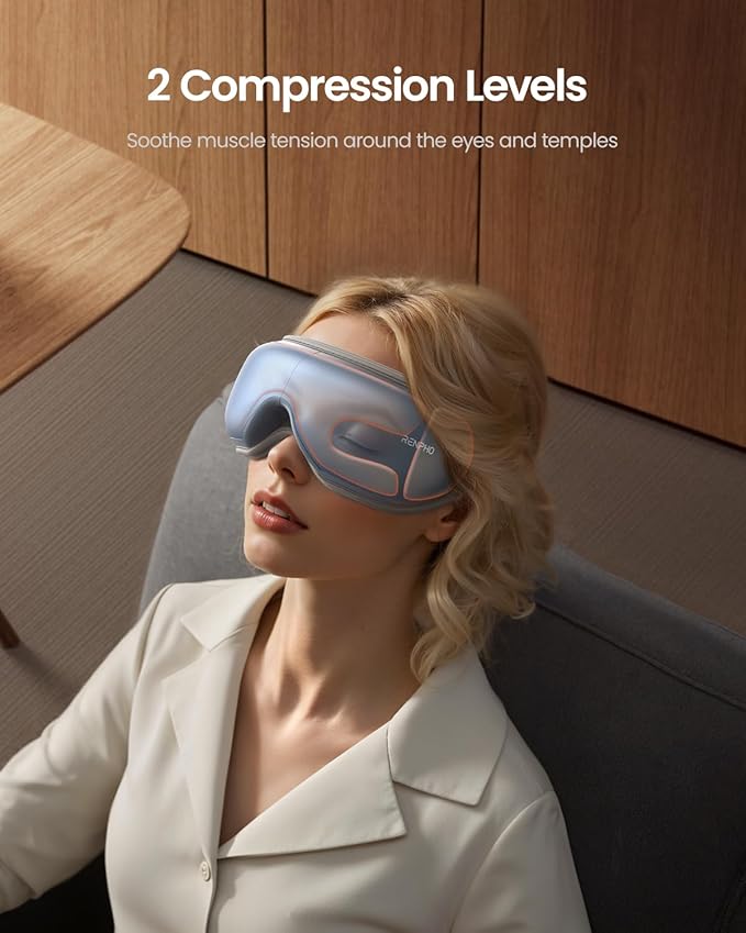 RENPHO Eye Massager with Heat Birthday Valentines Day Gifts Migraine Massager with Remote Compression Silent Mode Bluetooth Heated Sleep Mask for Strain Relief Stye Eye Improve Sleep