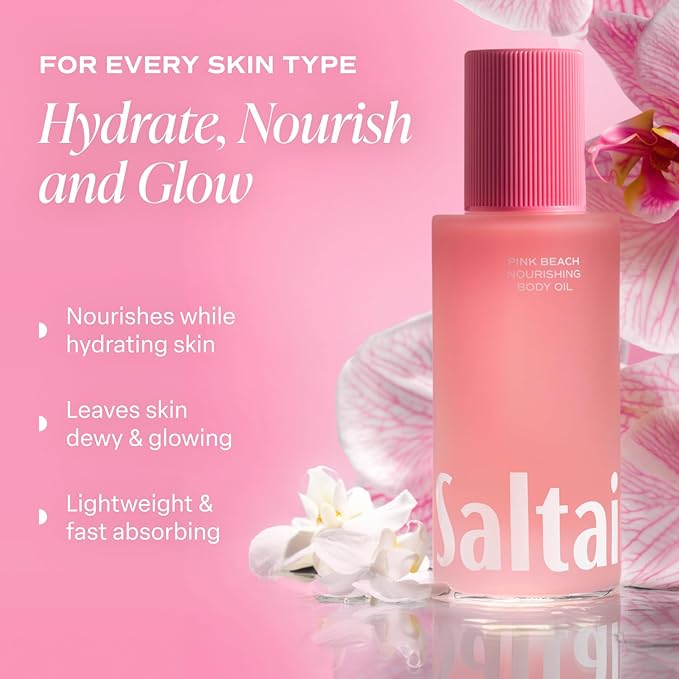Saltair Body Oil and 2-Pack Body Wash Set – Moisturizing Cleanser and After-Shower Skincare Duo – Pink Beach Scent