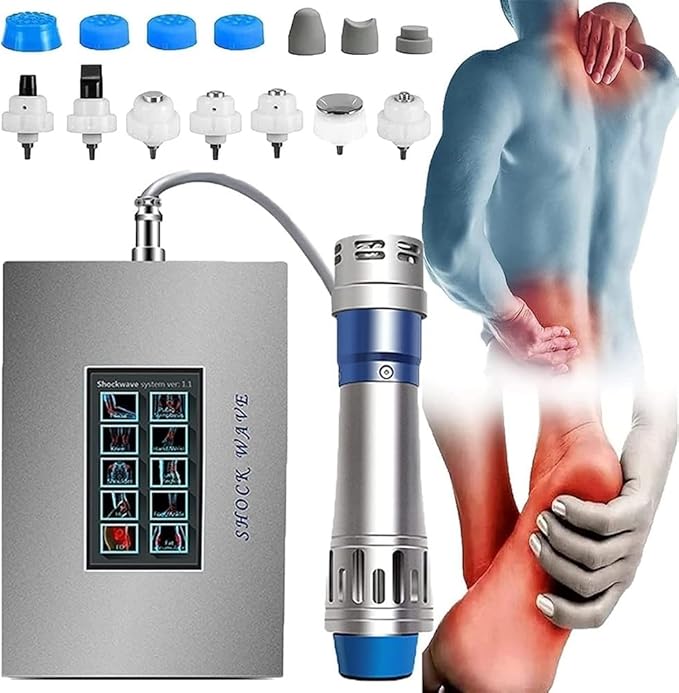 Portable Ed Extracorporeal Shock Wave MassagerElectronic Shock Wave Therapy Device Muscle Pain Therapy System with 7 Massage Heads for Pain Relief ED Treatment Deep Tissue