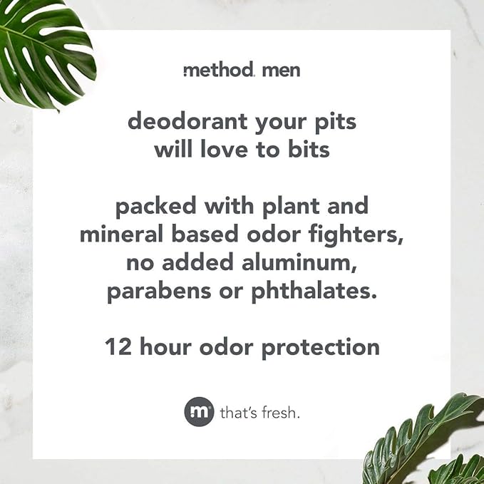 Method Mens Aluminum-Free Deodorant Cedar &amp Cypress 2.65 Ounce (Pack of 6)