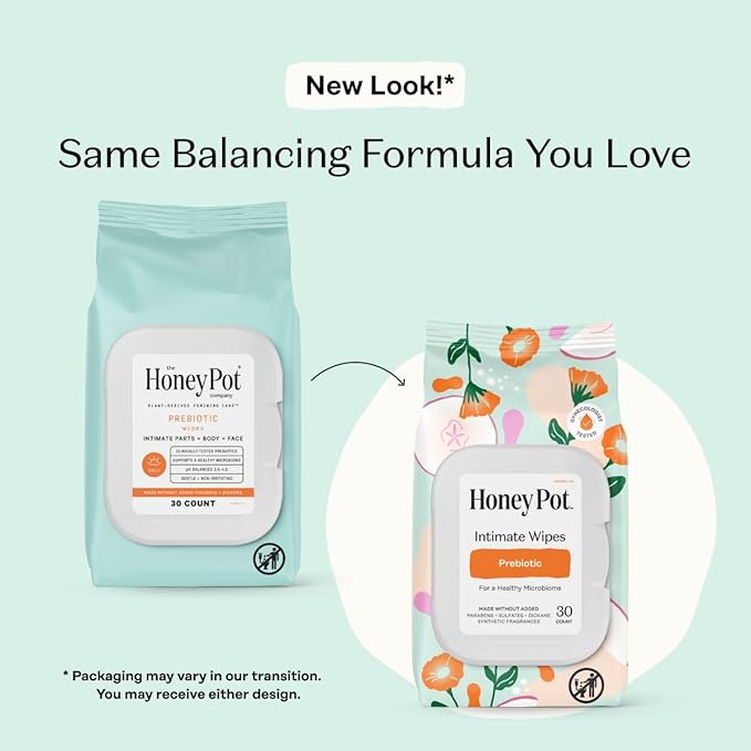 The Honey Pot Company - Suppositories &amp Prebiotic Feminine Wipes Bundle - Maintains &amp Balances Healthy Vaginal pH - Herbal Infused Feminine Hygiene Wipes for Sensitive Skin Types - Free from P