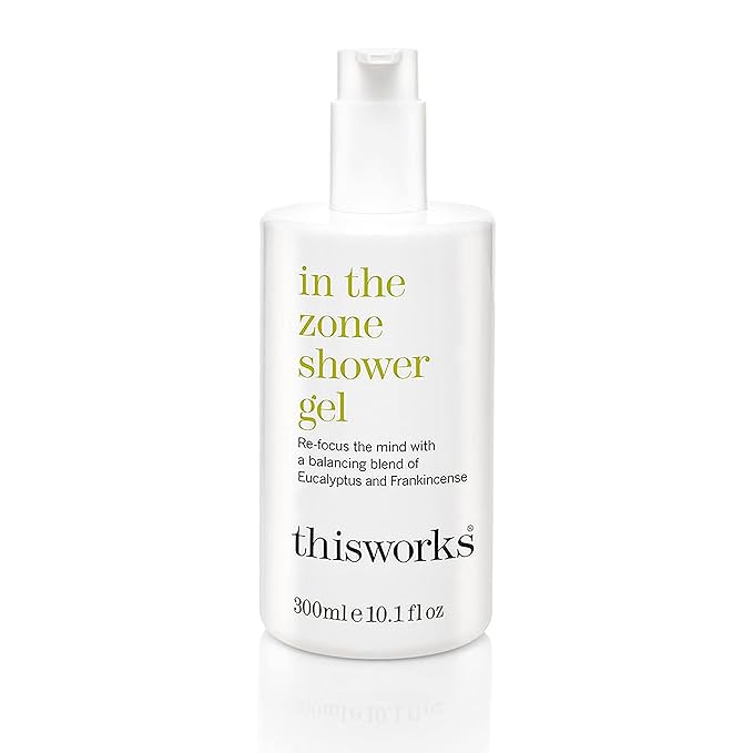 THISWORKS In The Zone Shower Gel | Refreshing Body Wash with Eucalyptus &amp Frankincense | Cleanses Soothes and Revitalizes Skin | Aromatherapeutic Formula 10.1 oz / 300ml