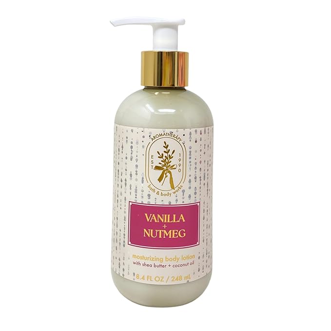 Bath &amp Body Works Aromatherapy Vanilla Nutmeg - Moturizing Body Lotion Essencial Oil Perfume Mist with a Natural Oats Soap