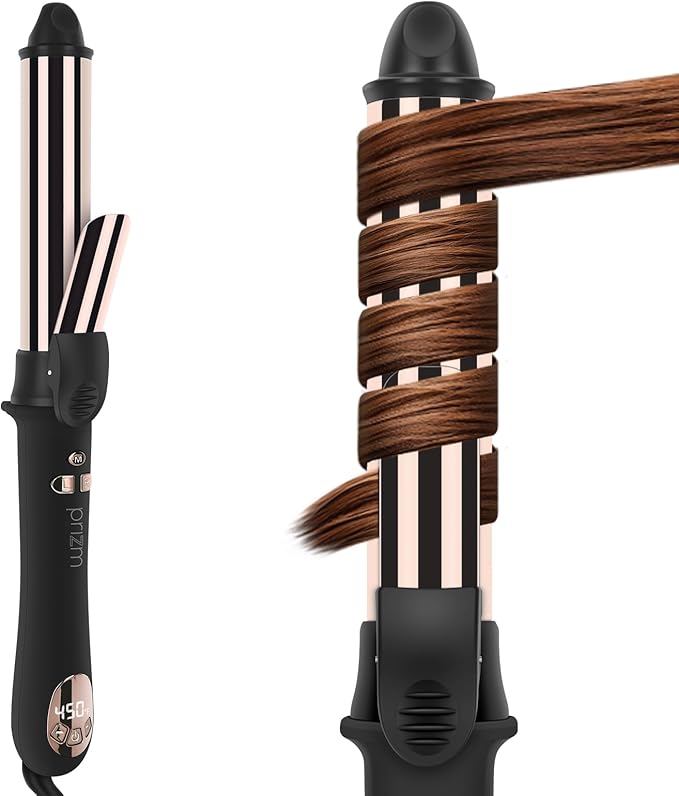 Prizm 1.25inch/32mm Automatic Curling Iron for Big Curler Rotating Curling Wand Up to 450°F LCD Display Auto-Shut Off &amp Dual Voltage Negative Ion