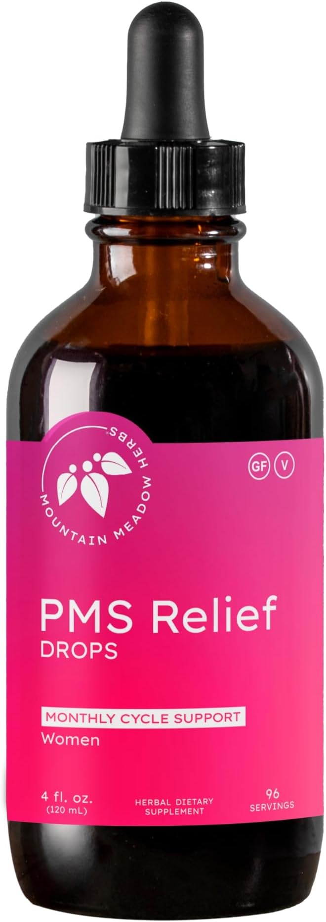 Mountain Meadow Herbs PMS Relief Drops | Liquid Herbal Supplement for Menstrual Period Discomfort | Hormonal Support for PMS Cramps Mood Swings &amp Acne with Chaste Tree Berry (Vitex) &amp Wild Ya