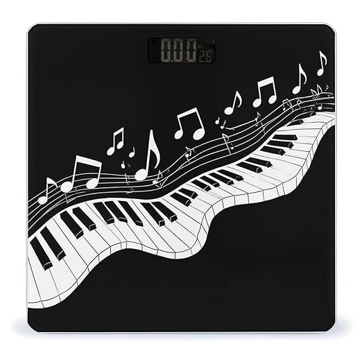 Men's Smart Scale for Body Weight Digital Bathroom Weighing Scale Automatic Switch Energy Saving Scale Black and White Piano Keys Musical Notes