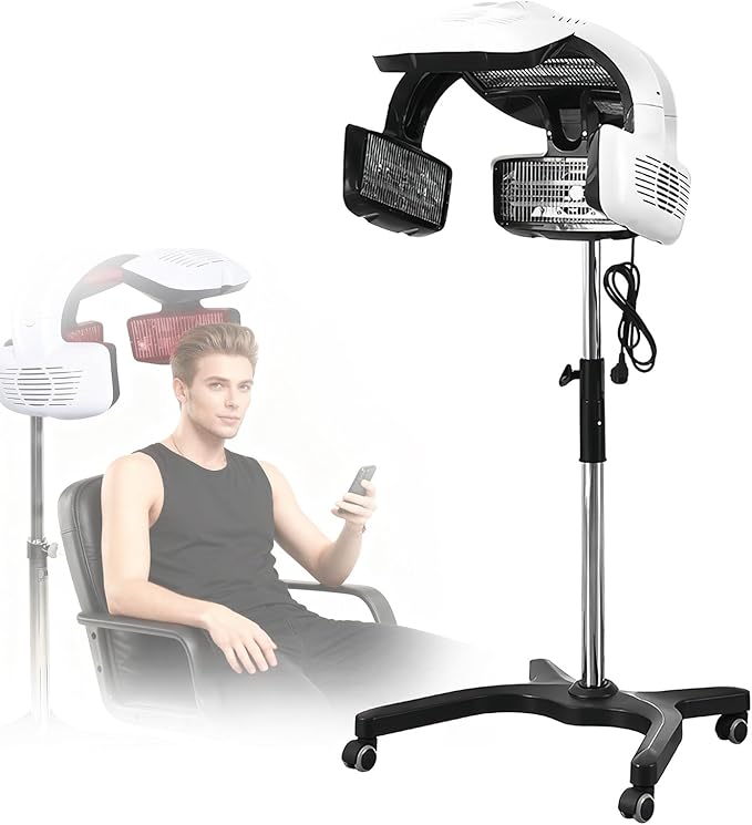 Professional Hair Dryer Rotating Hair Processor w/Wheels Salon Hairdressing Heater w/Temperature and Time LCD Screen and Intelligent Voice Prompts Hair Dryer for Salonshop Home Use 110V