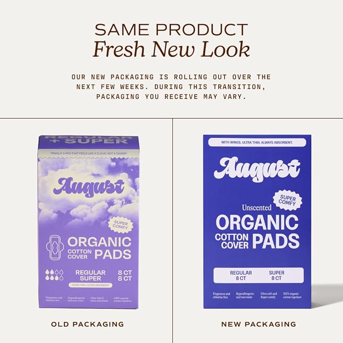 August Regular &amp Super Cotton Menstrual Pads 72 (36+36) Ultra Thin Pads with Wings Hypoallergenic Sanitary Napkins with Organic Cotton Topsheet Compostable Wrapper Non-Toxic Fragrance-Free