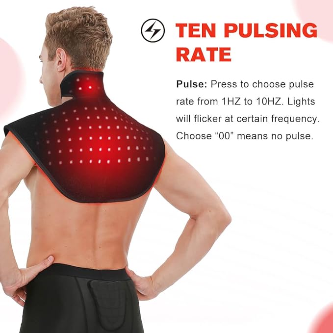 New RC2 Cordless Red Light Therapy for Neck and Shoulders Near Infrared Therapy Wrap Pulse Therapy for Pain Muscle Relief