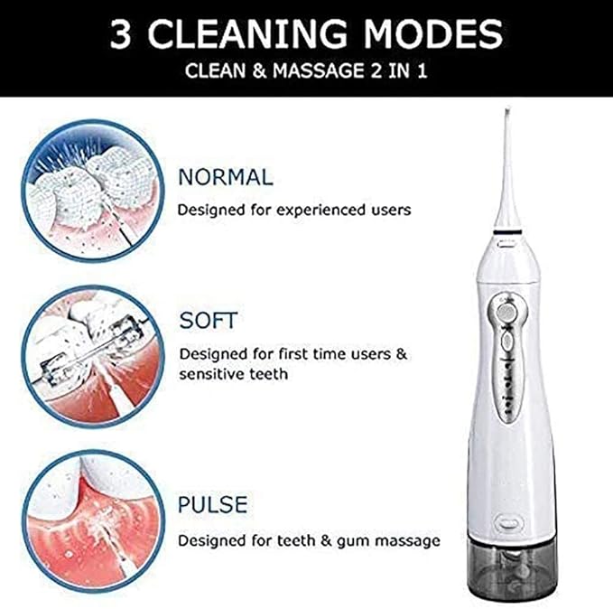 Cordless Water Flosser Teeth Cleaner USB Rechargable Dental Oral Irrigator for Home and Travel IPX7 Waterproof 3 Modes and 3 Jet NozzlesWater Flosser for Oral Care
